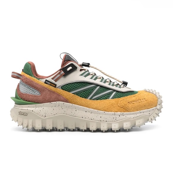 MONCLER TRAILGRIP LOW TOP GREEN Green and Yellow Sneakers Suede size 46 - Picture 1 of 3